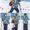 combinaisons de ski pour enfants, vêtements de neige pour enfants, coupe vent, imperméable, veste de ski chaude pour filles et garçons, pantalons à bavette, combinaisons de snowboard, tenues d'hiver