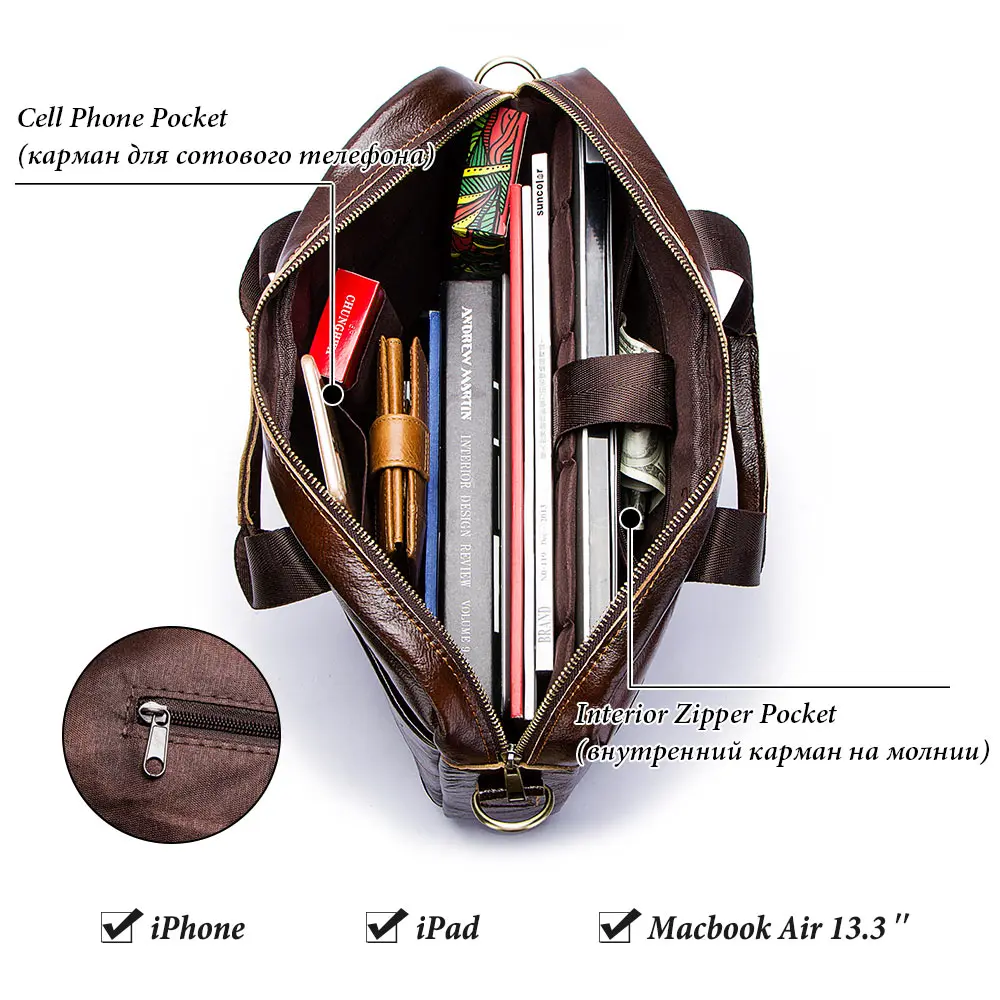 véritable cuir hommes porte documents portable bureau sac à main pour pochette d'ordinateur de haute qualité affaires messager sacs à bandoulière voyage