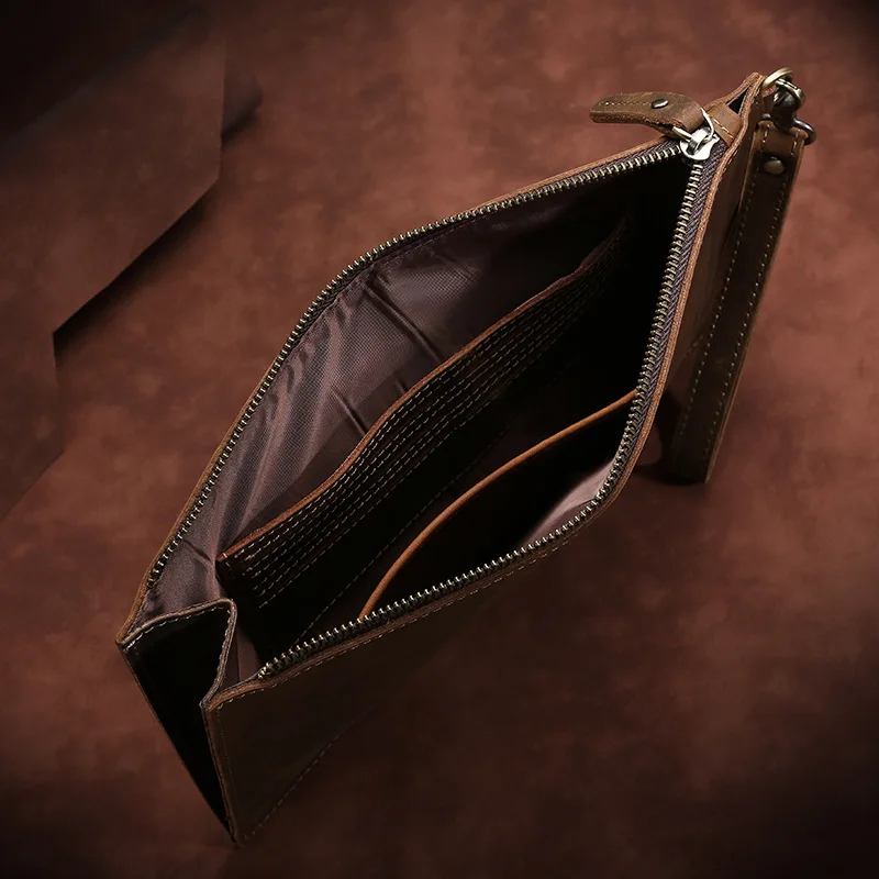sac à main en cuir véritable pour hommes, pocommuniste de jour, porte cartes à bracelet de luxe, pochette à fermeture éclair, portefeuilles de créateurs, sac à main bolso, nouveau