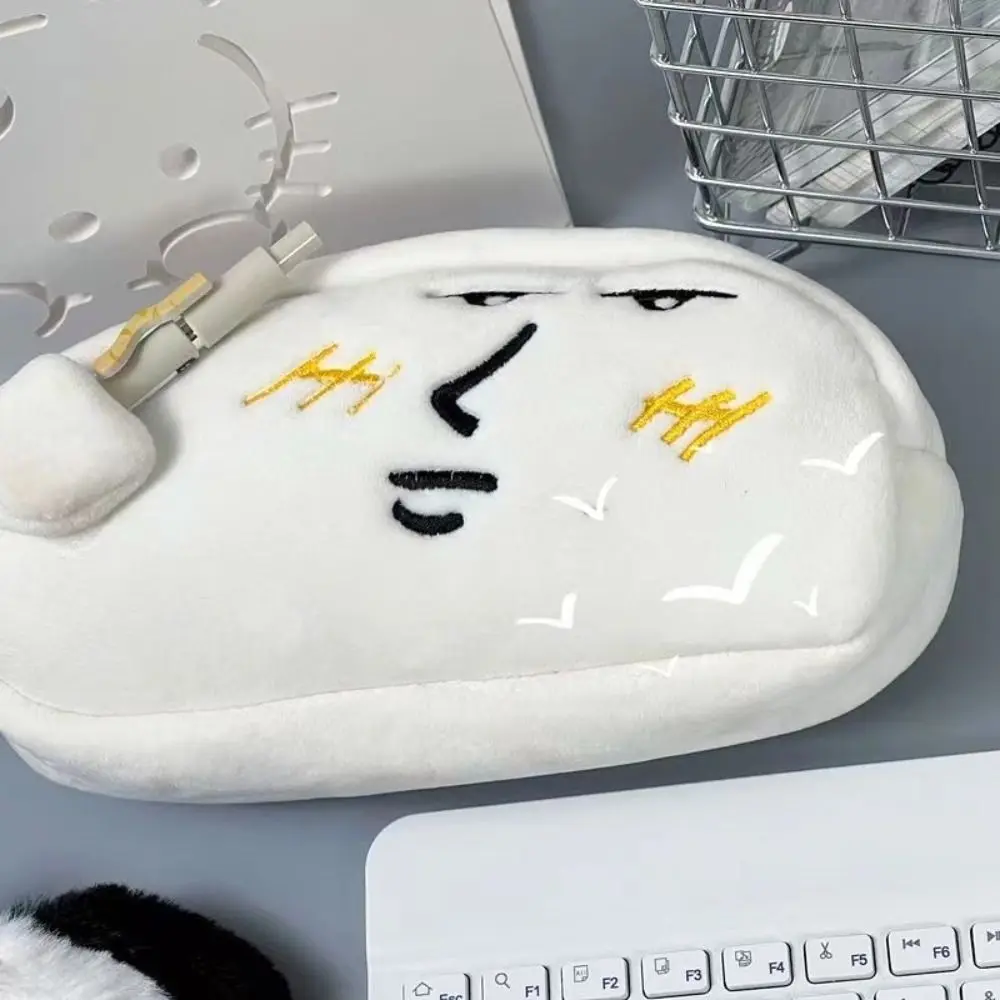 pochette à crayons d'expression drôle de grande capacité, sac de maquillage, sac à cosmétiques, étui à stylos en peluche, sac de rangement de papeterie de dessin animé