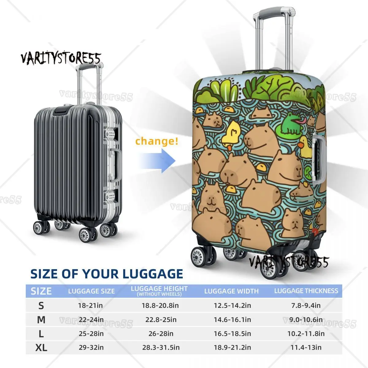 juste de bagage personnalisée, un Étang complet de capybara, poinvalise de protection, housses imbibées pour 18 32 pouces