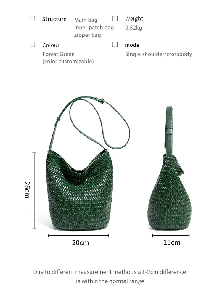 sac à main de luxe pour femmes, nouveau sac haut de gamme en cuir véritable tissé à la main, fourre tout à bandoulière de grande capacité, sac sous les bras, sac seau