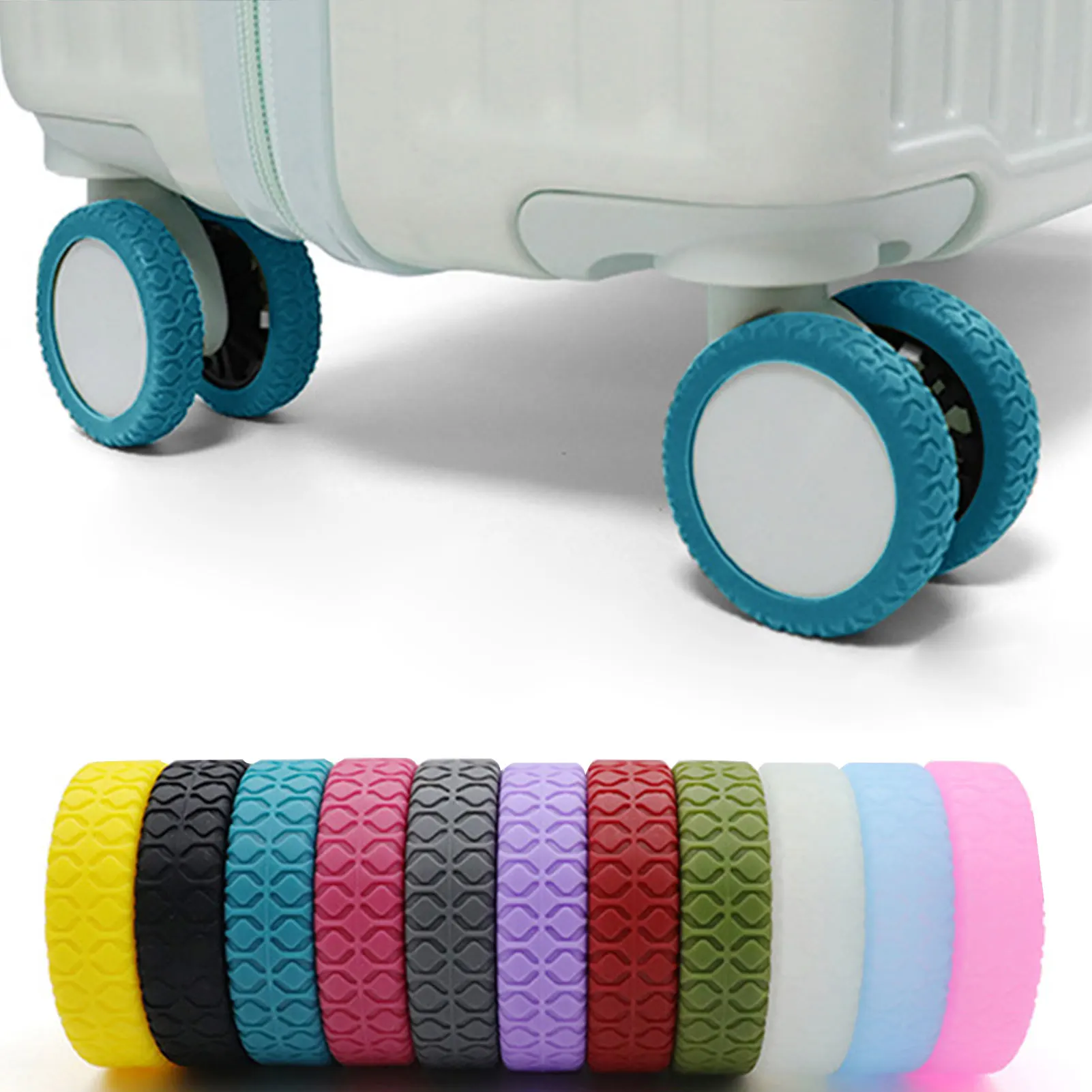 8 pièces valises de voyage housses de roue anti-dérapant résistant à l’usure Silicone silencieux housse de Protection pour bagage à main roulette manchon 8 pièces valises de voyage housses de roue anti-dérapant résistant à l’usure Silicone silencieux housse de Protection pour bagage à main roulette manchon