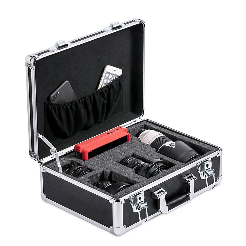 valise portable boîte à outils en aluminium avec serrure boîte à outils électrique avec éponge étui rigide robuste mallette de vol boîte de rangement domestique