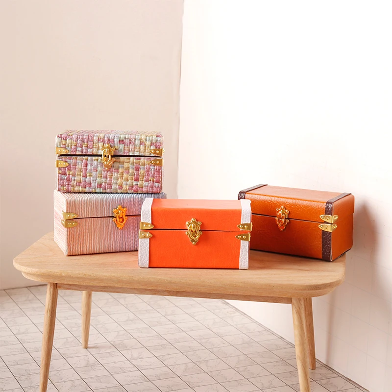 valise l'inventaire en cuir vintage, boîte à bagages, boîte de rangement, décor de modèle de maison, accessoires de maison de beurre de jouet, 1:12 courses
