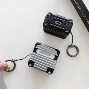 Valise rétractable argentée pour AirPods 1/2/3/4/Pro, housse de Style bagage antichoc, accessoire de voyage à la mode