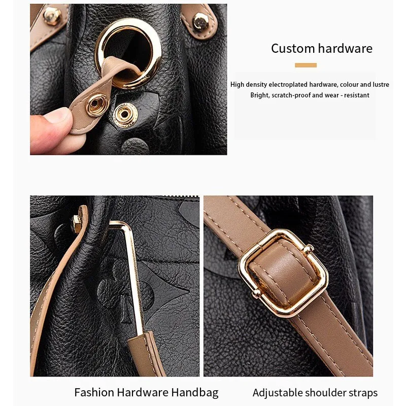 sac à main pour femme, sac fourre tout en relief haut de gamme, sac seau de grande capacité, sac de belle mère hydrofuge, sac à bandoulière à la mode