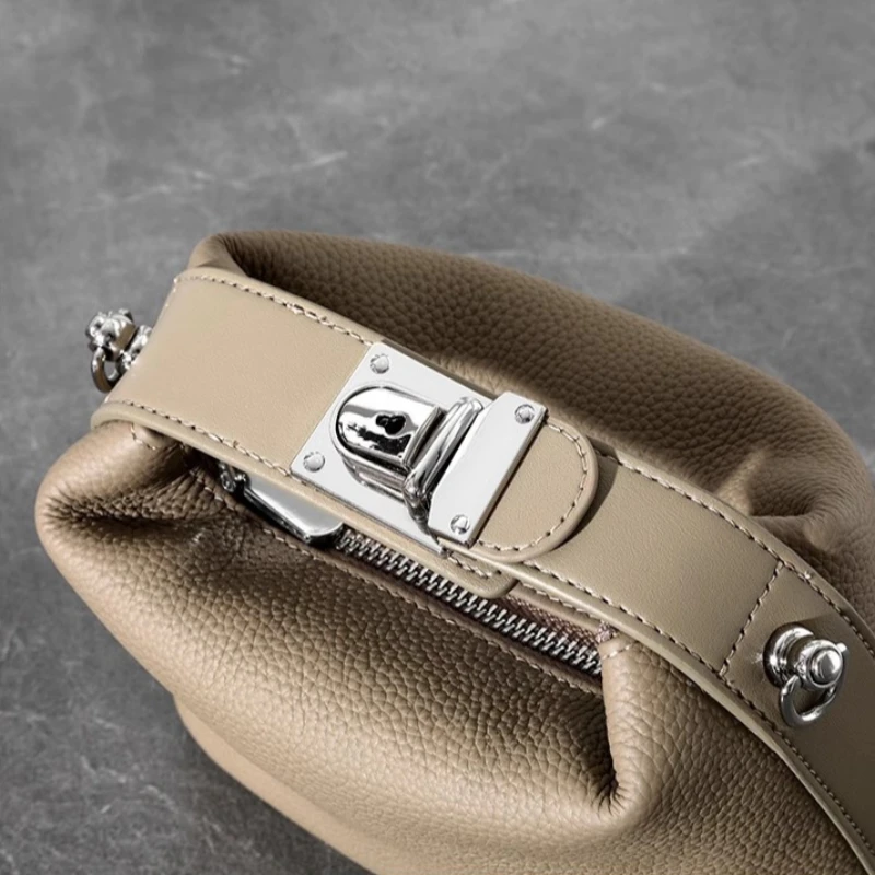 sac à main de luxe en cuir véritable pour femme, cuir de vachette mars, serrure argentée, petit sac initié, tendance, haute qualité, nouveau, mode 2025