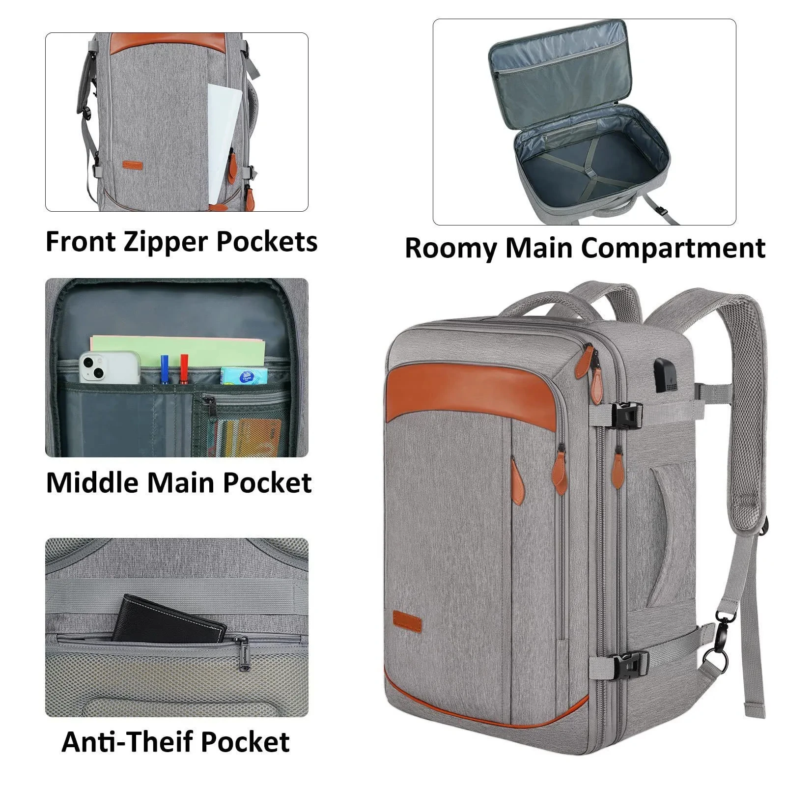 grande valise extensible de voyage de grande capacité sacs à dos avec 4 cubes d'emballage sac à dos de bagage résistant à l'eau mochila