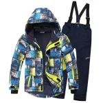 Combinaisons de ski pour enfants, vêtements de neige pour enfants, coupe-vent, imperméable, veste de ski chaude pour filles et garçons, pantalons à bavette, combinaisons de snowboard, tenues d&rsquo;hiver
