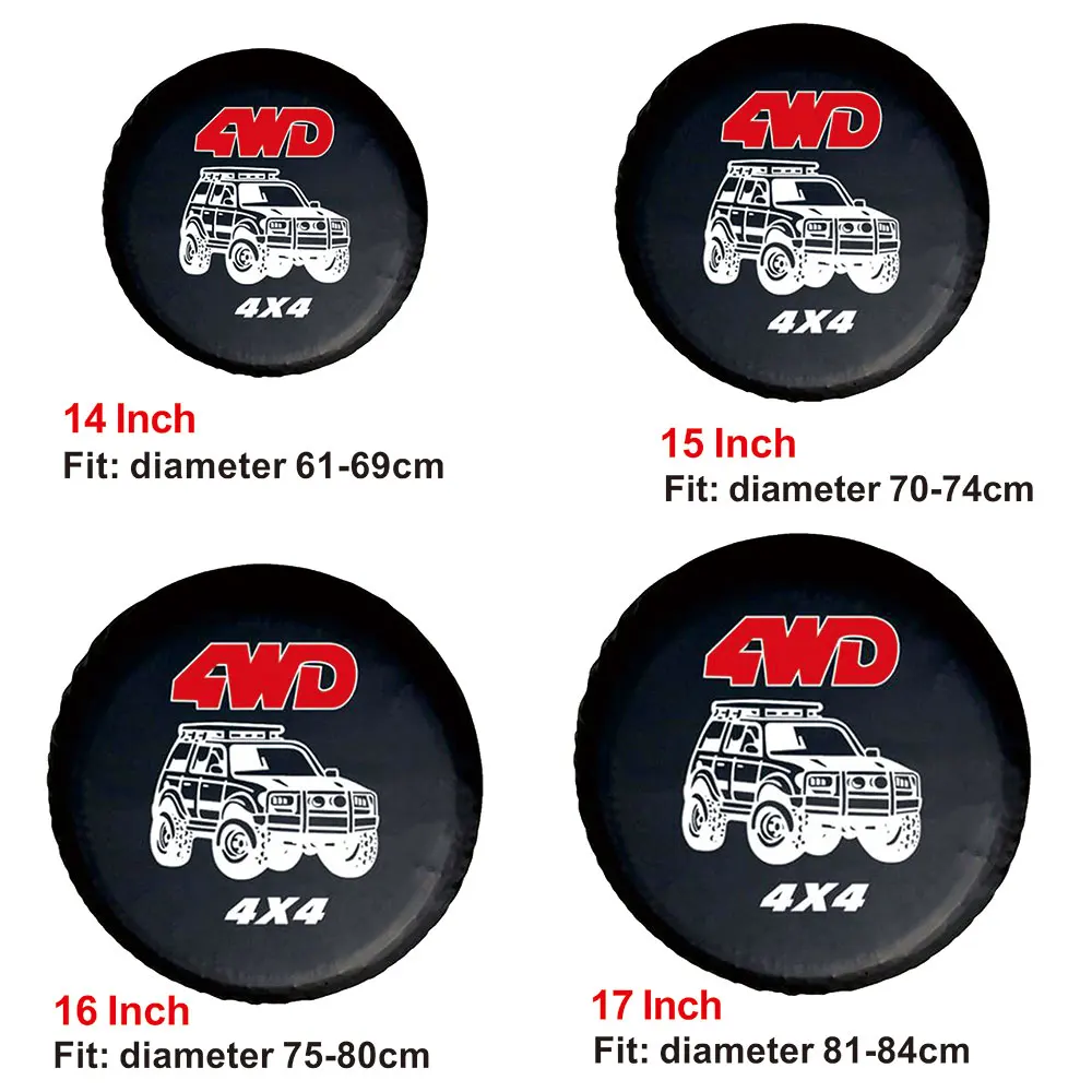 housse de protection pour pneus de secours de voiture, 4x4 roues, protection étanche, sac de rangement pour pneus en cuir pvc, roue anti poussière adaptée au camion rv suv