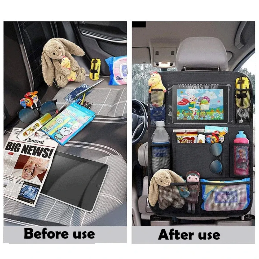 organisateur de dossier de siège de voiture, 9 poches de rangement avec écran tactile, support de tablette, protecteur pour enfants, accessoires de voiture