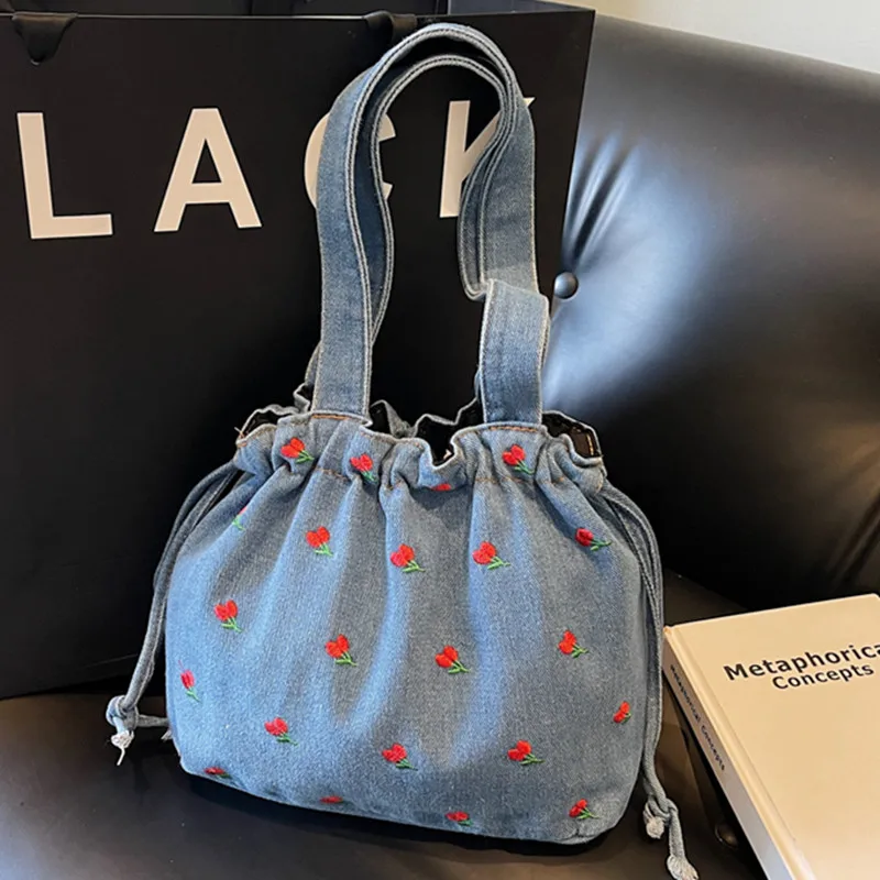 sac à main en denim de grande capacité, sac à bandoulière de styliste de mode pour voyage shopping, sacs sous les bras de haute qualité et durable