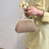 chaîne tissé à la main sacs à main été femme pochette simple texture dîner fête à la main décontracté élégant portable sac de soirée 2025