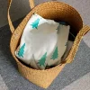 sac fourre tout tissé en rotin chic avec poignées en simili cuir, accessoires photo en paille naturelle et panier cadeau pour animaux de compagnie, accessoires de pique nique