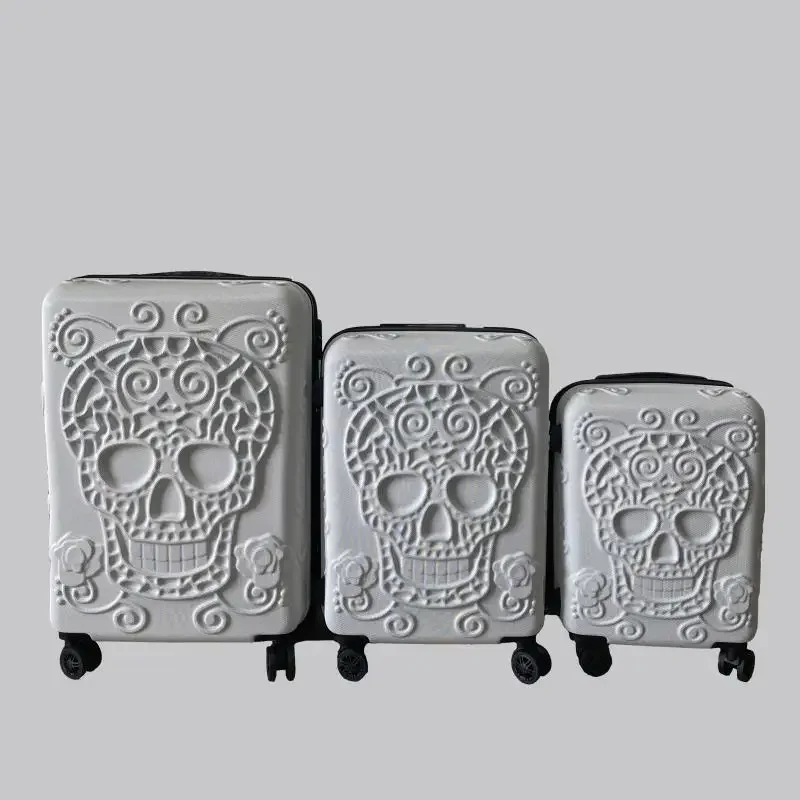 grand ensemble de valises crâne extensibles 3 pièces boîtier de chariot ensemble de bagages roulants trois pièces avec roues