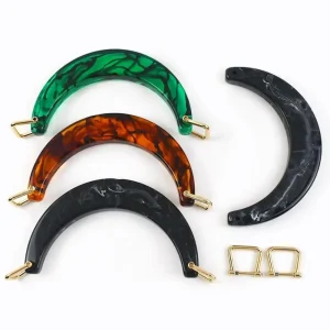 Poignée de sac de luxe en résine pour femmes, poignées de sac à main semi-circulaires en forme de U 13.5cm avec boucle carrée, fourre-tout fabriqué à la main