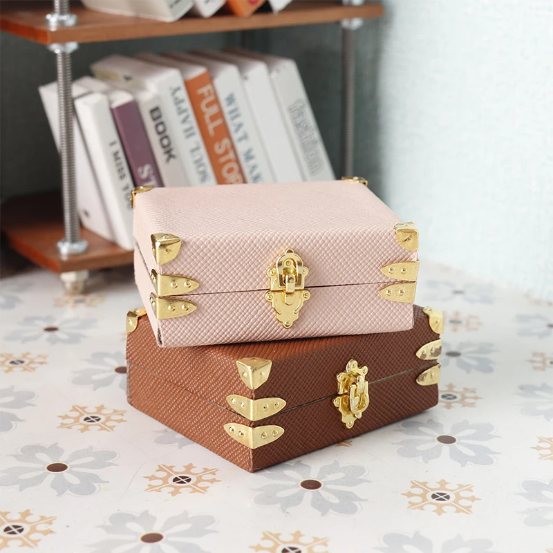 mini valise miniature en cuir vintage, 1:12, boîte de rangement, modèle de maison, décoration de bureau, micro scène