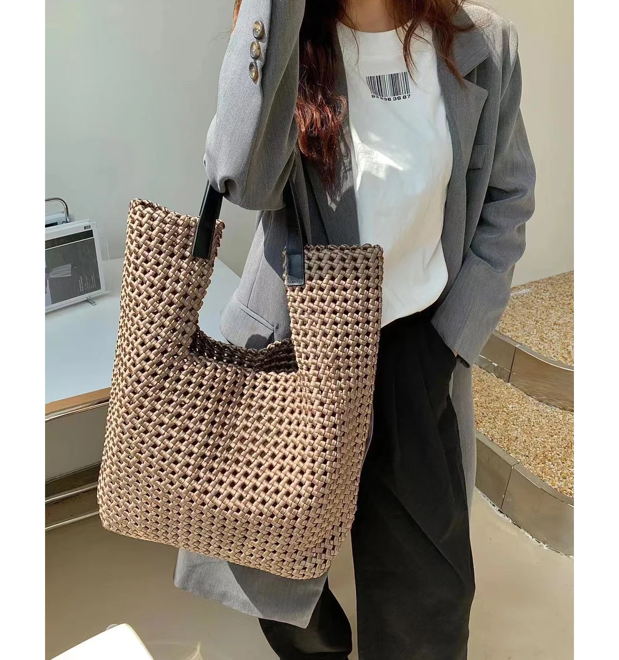 sac à main tissé en néoprène pour femme, grand sac fourre tout, sacs seau, cadeau d'immersion, designer de luxe, f. c.