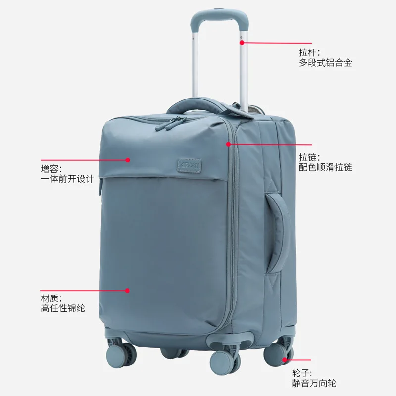 ensembles de bagages valise en tissu oxford imperméable ultra léger valise à main valise à roulettes pivotante maleta cabina
