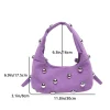 sac à main de luxe clouté perlé pour femme, sac à main en cuir suédé, sacs à bandoulière initiés, sac à main solide, papier rouge vin, violet
