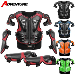 Armure de Moto pour enfants, gilet de Protection, veste d&rsquo;armure corporelle de Motocross, armures de Protection, genouillères d&rsquo;équitation, armure complète pour enfants
