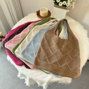 Sac de plage fourre-tout pour femmes, sac à main d’été décontracté en Crochet, sac à bandoulière en tricot creux, sac de Shopping Sac de plage fourre-tout pour femmes, sac à main d’été décontracté en Crochet, sac à bandoulière en tricot creux, sac de Shopping