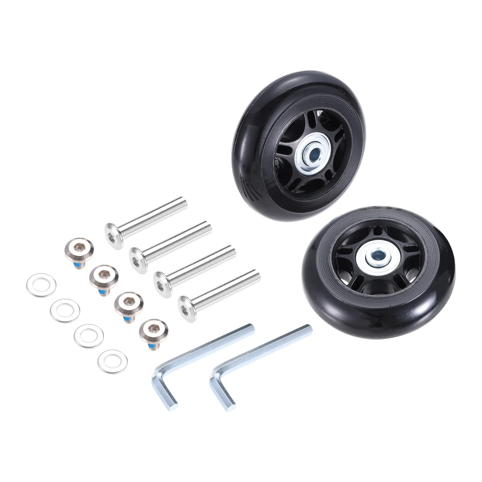 2 kits de roues pivotantes pour valise, essieux en caoutchouc et acier, remplacement de roue à bagages, anti bruit durable avec outils 68/75/78mm x 24mm, installation facile