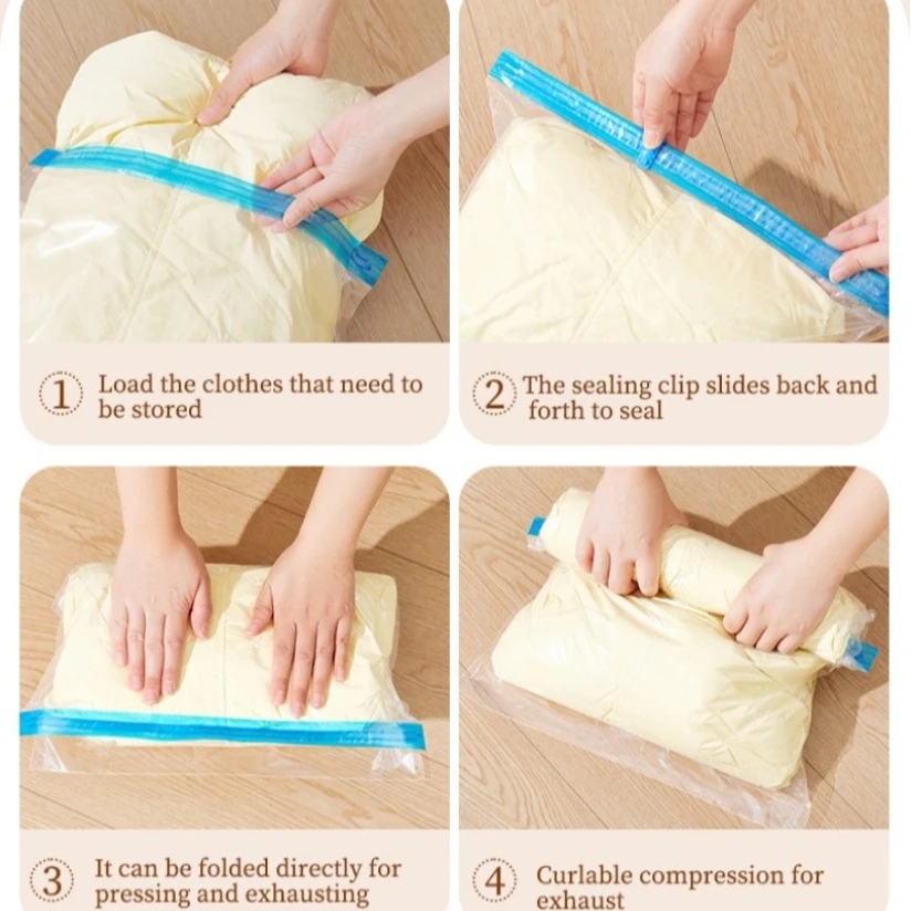 sacs de rangement sous vide de plusieurs tailles, rouleau à main, sacs durables permettant de gagner de l'espace pour vêtements, accessoires de voyage, organisateur de valise