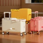 2025 nouveaux bagages pour enfants peuvent s&rsquo;asseoir et monter valise cabine de voyage bagage à main boîtier de chariot de cheval en bois roues de frein valises pour enfants