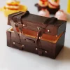 valise en bois et cuir vintage miniature pour maison de poupée, mini bagage, 1/12