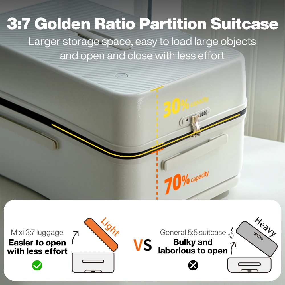 mixi valise grande capacité boîtier de chariot 26 pouces vérifié dans dur roues roulantes bagages large poignée valises de voyage m9276dh