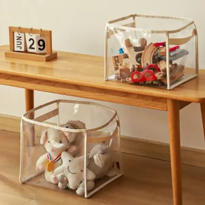 Panier de rangement Transparent pour jouets d&rsquo;enfants, sac de rangement pour jouets de grande taille, panier de rangement multifonctionnel domestique de grande capacité