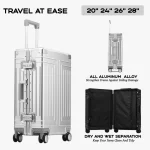 2024 capacité ensembles de bagages durables 100% valise en aluminium roues femmes fille hommes cabine bagage à main voyage d’embarquement 20/24/26/28