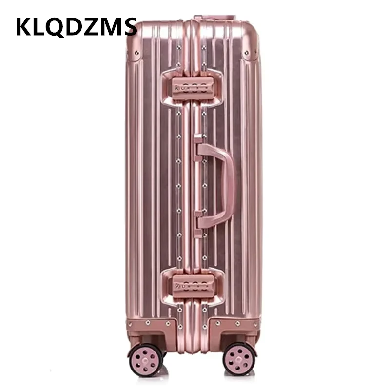 klqdzms valise de cabine boîte d'embarquement en alliage d'aluminium et de magnésium 20 "24" 26 "29 pouces boîtier de chariot de grande capacité bagage d'affaires
