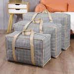 Grand sac à bagages tissé de grande capacité, sac d’emballage de bagages multifonctionnel, organisateur de vêtements, sacs mobiles portables à fermeture éclair