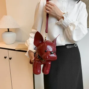 Sac à main en cuir PU avec sangle réglable, sac à bandoulière pour hommes et femmes, sacoche en forme de bouledogue, sac à main pour shopping et voyage