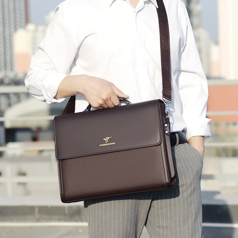 porte documents de luxe en cuir pour hommes, fourre tout de travail de styliste, sac à main noir, sac à bandoulière carré pour avocat a4
