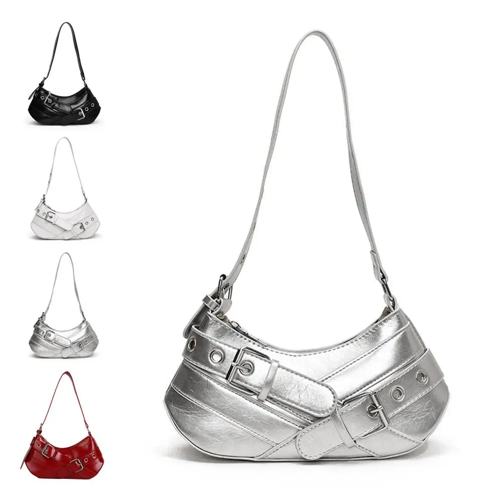 sac à main vintage sous les bras, sac à aisselles pour fille, sac à bandoulière simple pour moto, polyvalent, style punk, sac à main décontracté