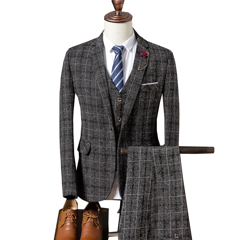 costume slim formel pour hommes d'affaires de mariage 3 pièces costume de banquet design haut de gamme à la mode (blazer + gilet + pantalon) taille s 4xl