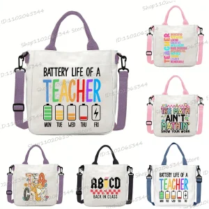 Nouveau sac à main d’école de créateur drôle retour à l’école imprimé sac à bandoulière pour filles garçons mode enseignant cadeaux toile sacs à bandoulière Nouveau sac à main d’école de créateur drôle retour à l’école imprimé sac à bandoulière pour filles garçons mode enseignant cadeaux toile sacs à bandoulière