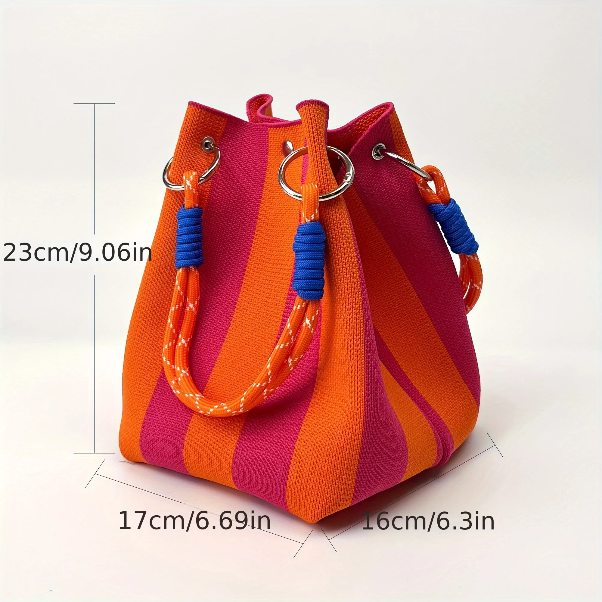 [bac à main vintage] sac à main vintage en tricot floral | 2025 nouveau fourre tout rétro de couleurs mélangées avec fermeture à fermoir sécurisée, polyester durable