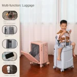 Mise à jour du bagage multifonctionnel pour les enfants peuvent s&rsquo;asseoir et monter 22 enfants, bagage à ouverture frontale, valise de voyage Parent-enfant