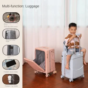 Mise à jour du bagage multifonctionnel pour les enfants peuvent s’asseoir et monter 22 enfants, bagage à ouverture frontale, valise de voyage Parent-enfant Mise à jour du bagage multifonctionnel pour les enfants peuvent s’asseoir et monter 22 enfants, bagage à ouverture frontale, valise de voyage Parent-enfant