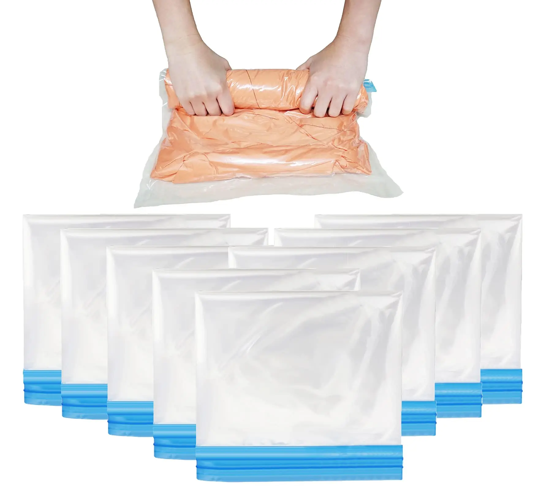 Sacs de Compression enroulables, 8 paquets, sacs de rangement sous vide réutilisables pour organisateur de voyage, gain de place dans la valise, aucune pompe requise Sacs de Compression enroulables, 8 paquets, sacs de rangement sous vide réutilisables pour organisateur de voyage, gain de place dans la valise, aucune pompe requise