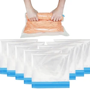 Sacs de Compression enroulables, 8 paquets, sacs de rangement sous vide réutilisables pour organisateur de voyage, gain de place dans la valise, aucune pompe requise Sacs de Compression enroulables, 8 paquets, sacs de rangement sous vide réutilisables pour organisateur de voyage, gain de place dans la valise, aucune pompe requise