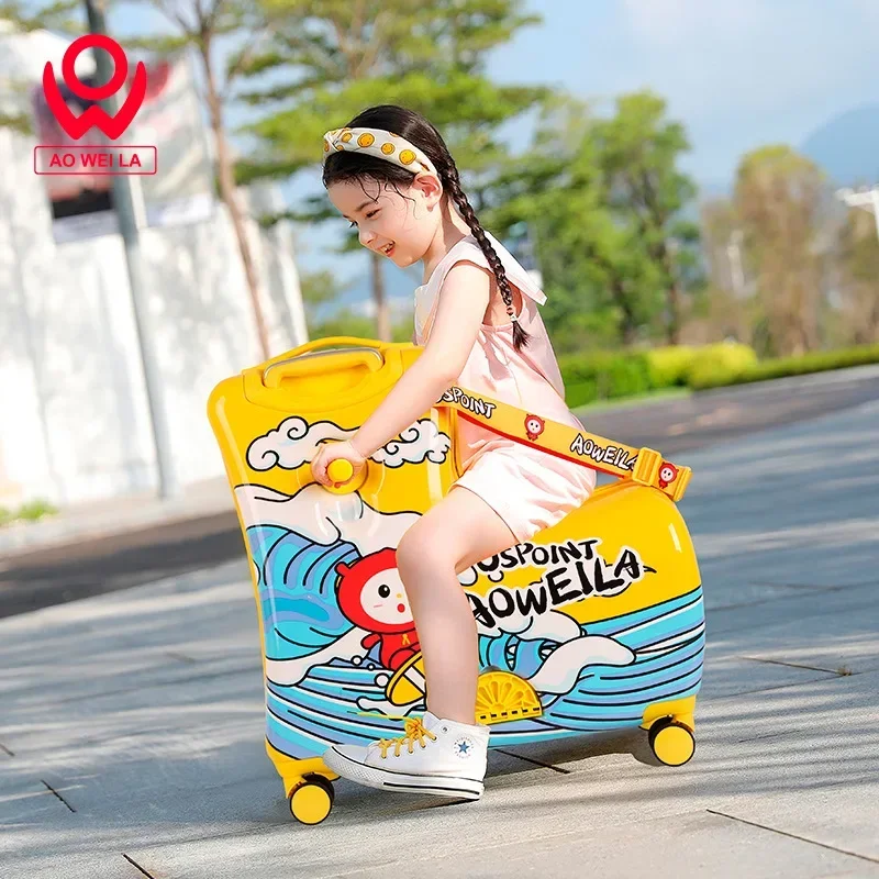 voyage enfants bagages dessin animé équitation boîtier de chariot valise d'équitation pour enfants peut s'asseoir et monter bagages roulants cadeau sacs de voyage