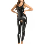 Costumes de batterie en cuir PU pour femmes, taille plus S-5XL, sexy, wetlook, sans entrejambe, costume de batterie chaud, latex, teddy, slim, palysuits 7.0, lingerie cordile