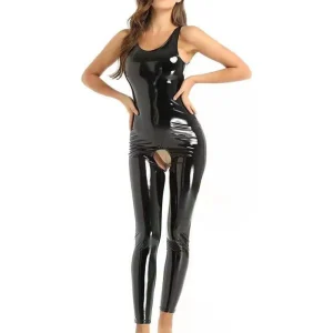 Costumes de batterie en cuir PU pour femmes, taille plus S-5XL, sexy, wetlook, sans entrejambe, costume de batterie chaud, latex, teddy, slim, palysuits 7.0, lingerie cordile Costumes de batterie en cuir PU pour femmes, taille plus S-5XL, sexy, wetlook, sans entrejambe, costume de batterie chaud, latex, teddy, slim, palysuits 7.0, lingerie cordile