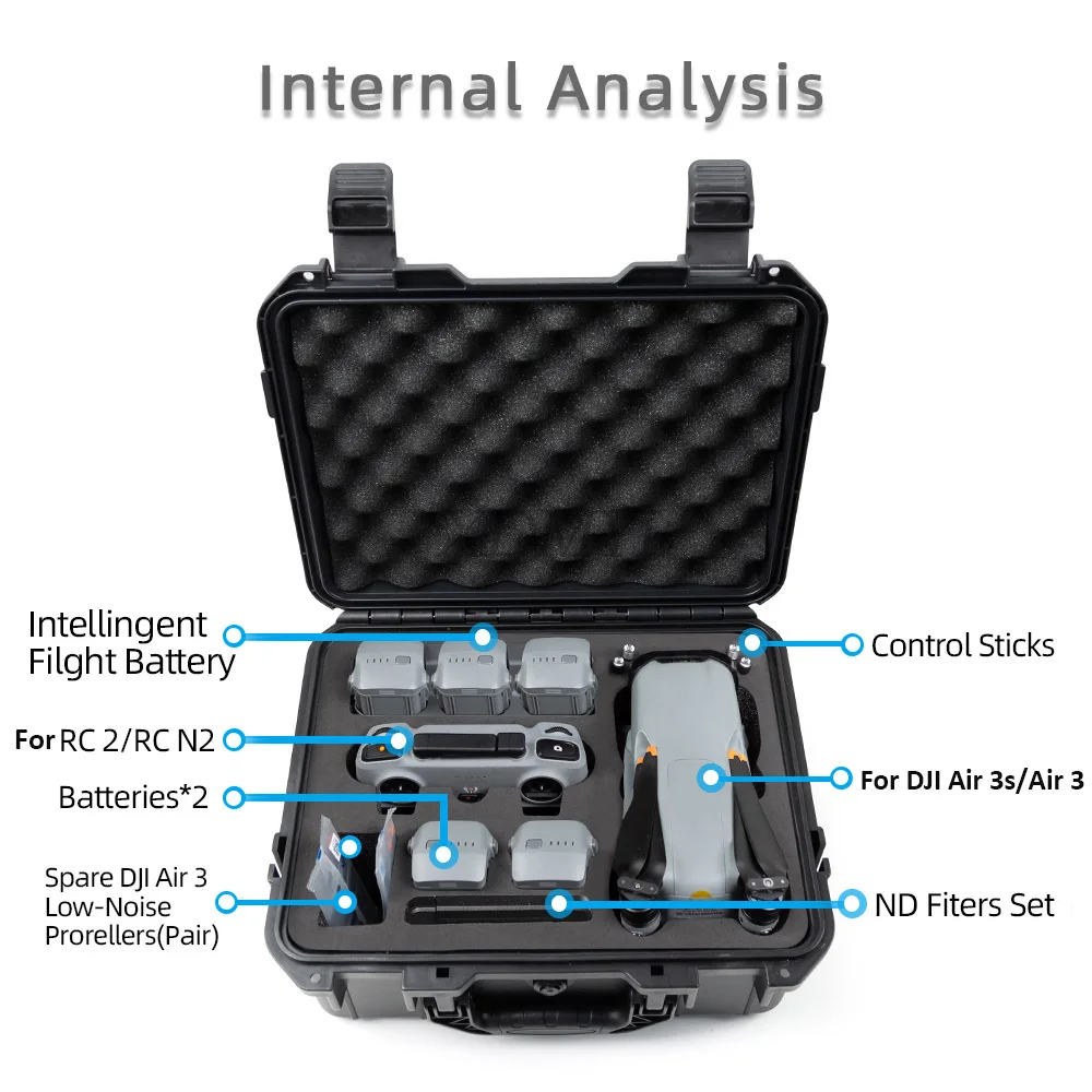 valise portable pour dji air 3/air 3 s, étui rigide, vpn, boîte de transport résistante à la pression pour dji rc 2/rc see/rc n3, accessoires de contrôleur